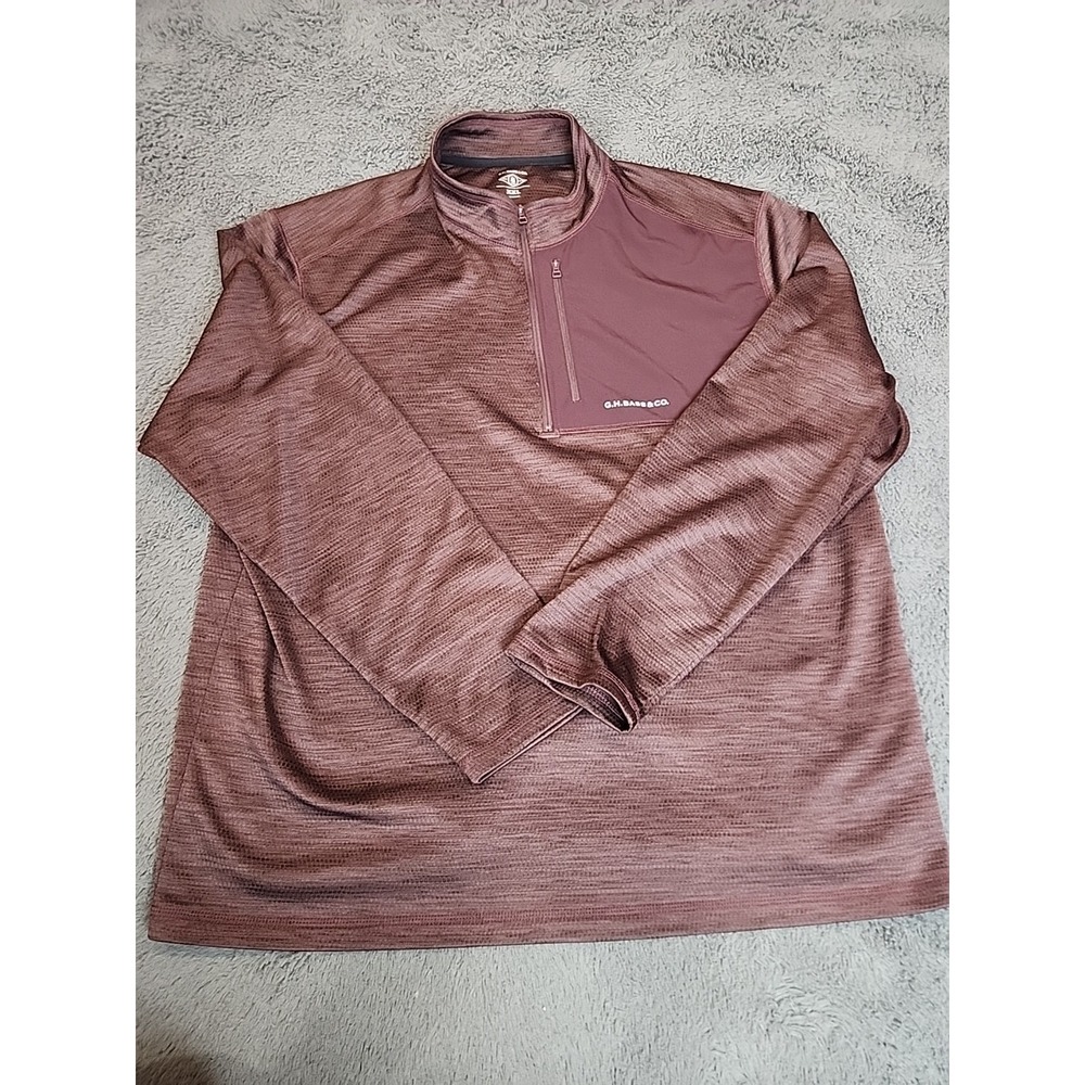 GH Bass Co Mens 1/4 Zip Performance Pullover Golf Sweatshirt Size 2XL Burgundy